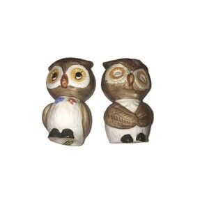 🎯3 for $30🎯 Vintage owls wearing flowers salt and pepper shakers Cottagecore